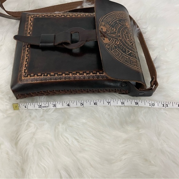 Vintage Hand Tooled Hard Leather Bag - Picture 7 of 11